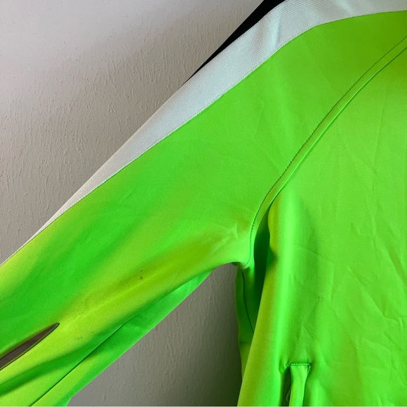 Pam & Gela Jacket; Solid Track Jacket in Lime w/ Black & White Stripes Sz M GUC - Picture 8 of 12